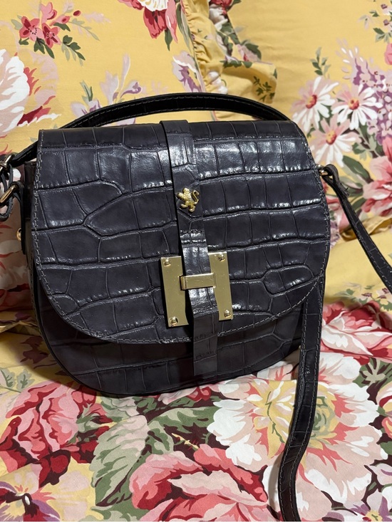 Pratesi Firenze Handbags - Pratesi Firenze Gunmetal Italian Crossbody Bag with  Gold Hardware